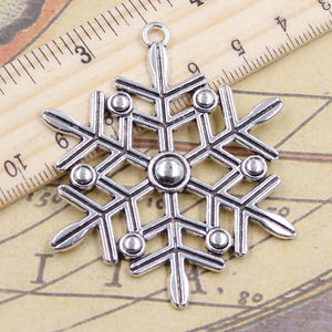 5pcs Snowflake Charms 58x47mm Tibetan Silver Pendants DIY Craft