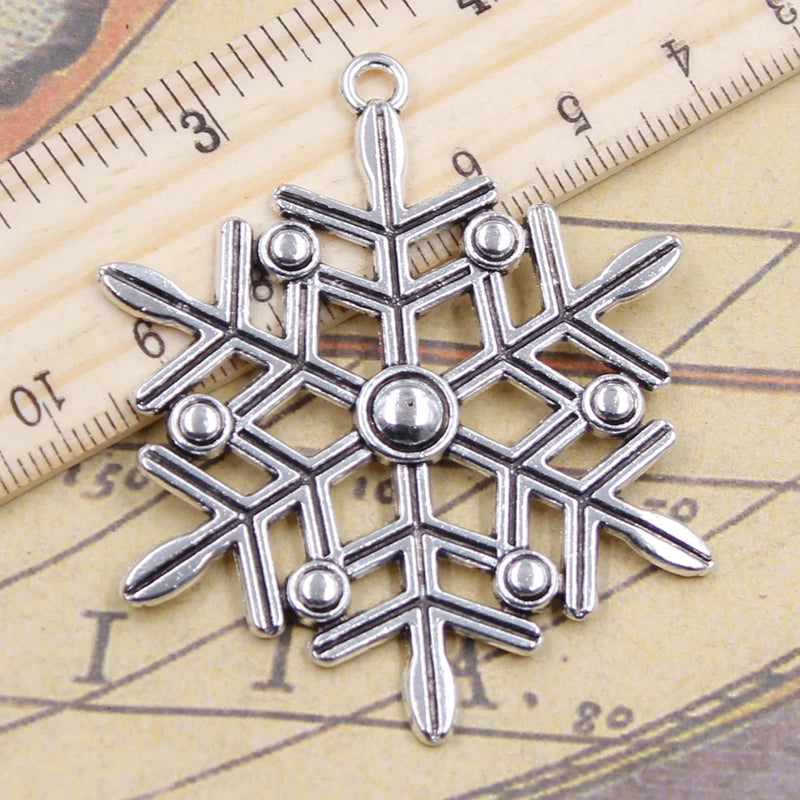 5pcs Snowflake Charms 58x47mm Tibetan Silver Pendants DIY Craft