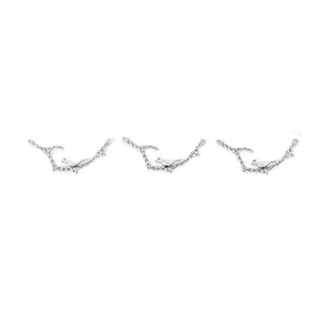 5pcs Bird on Branch Silver Metal Pendants for Jewelry Making