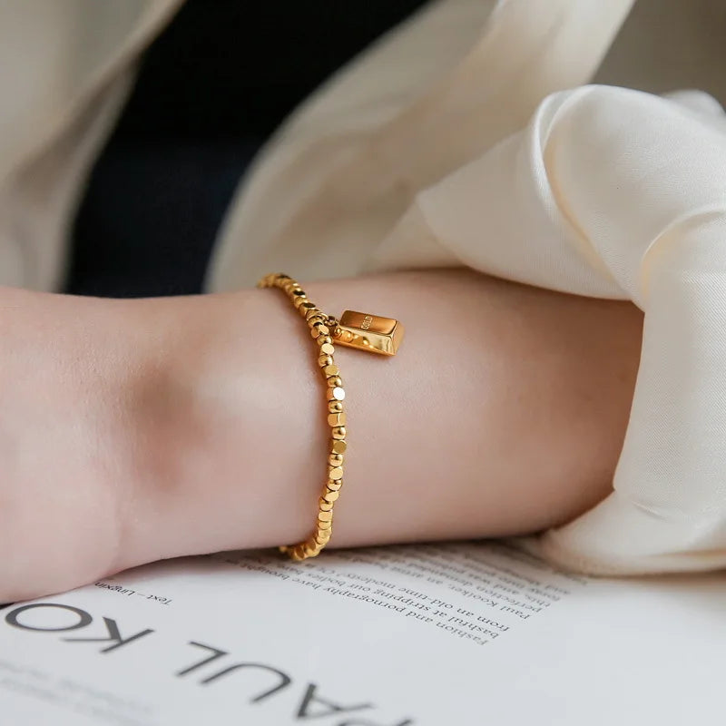 5pcs Stainless Steel Beads Chain Bracelets for Women Girls
