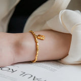 5pcs Stainless Steel Beads Chain Bracelets for Women Girls
