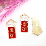 5pcs Chinese Style Wish Tag Enamel Metal Charms Earrings Pendant DIY Jewel