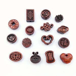 5pcs Chinese Ebony Wood Jewelry Accessories for DIY Car Hanging Necklace