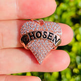 5pcs Zirconia Pave Letter Heart Charm for Jewelry Making