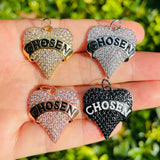 5pcs Zirconia Pave Letter Heart Charm for Jewelry Making