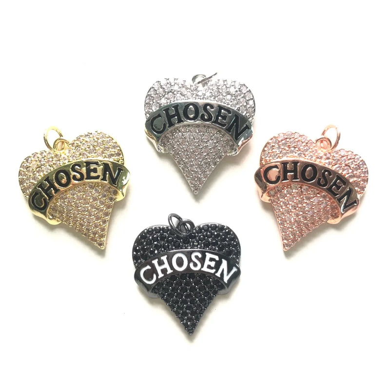 5pcs Zirconia Pave Letter Heart Charm for Jewelry Making