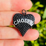5pcs Zirconia Pave Letter Heart Charm for Jewelry Making