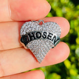 5pcs Zirconia Pave Letter Heart Charm for Jewelry Making