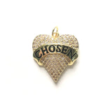 5pcs Zirconia Pave Letter Heart Charm for Jewelry Making