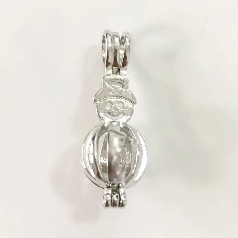 5pcs Christmas Snowman Locket Cage Pendant for DIY Necklace Bracelet