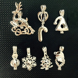 5pcs Christmas Style Locket Cage Pendant for DIY Necklace Bracelet