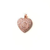 5pcs CZ Pave Gold-Plated Heart Circle Pendant for Bracelet Necklace Making