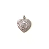 5pcs CZ Pave Gold-Plated Heart Circle Pendant for Bracelet Necklace Making