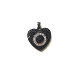 5pcs CZ Pave Gold-Plated Heart Circle Pendant for Bracelet Necklace Making