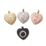 5pcs CZ Pave Gold-Plated Heart Circle Pendant for Bracelet Necklace Making