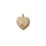 5pcs CZ Pave Gold-Plated Heart Circle Pendant for Bracelet Necklace Making