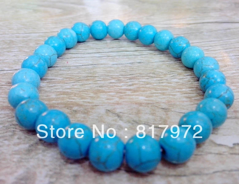 5pcs Green Howlite Bead Bracelet Punk Adjustable Unisex Gift