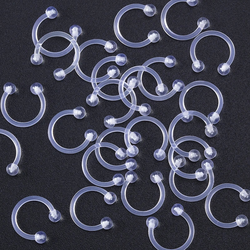 5pcs Clear Acrylic Nose Ring Hoop 16G Body Jewelry