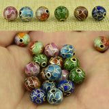5pcs Cloisonne Enamel Filigree 8mm Beads for DIY Jewelry