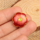 5pcs Cloisonne Silver Petal-shaped Loose Beads Enamel Filigree