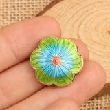 5pcs Cloisonne Silver Petal-shaped Loose Beads Enamel Filigree