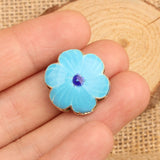 5pcs Cloisonne Silver Petal-shaped Loose Beads Enamel Filigree