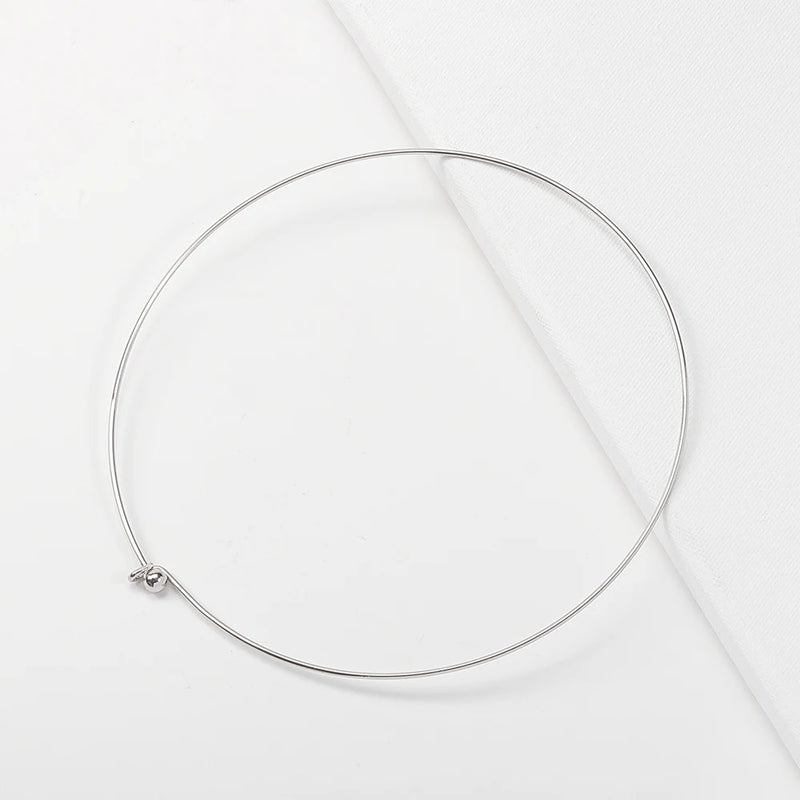5pcs Copper Wire Choker Collar Memory Metal Base Bezel Hoops
