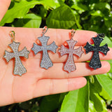 Cross Charm Pendant for Bracelet Necklace with Zirconia Bling