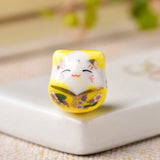5pcs Cross Hole Fortune Cat 16x14mm Ceramic Porcelain Beads