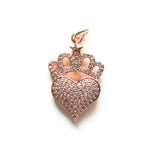 5pcs Crown Heart Charms Pendants Cubic Zirconia Paved Jewelry Findings