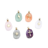 5pcs Gemstone Stainless Steel Stone Pendants for DIY Jewelry