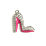5pcs Pink CZ Pave High Heel Shoe Charms for Jewelry Making