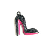 5pcs Pink CZ Pave High Heel Shoe Charms for Jewelry Making
