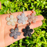 CZ Big Flower Charm Pendant for DIY Jewelry Making