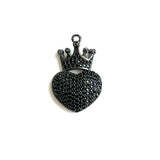 5pcs CZ Paved Crown Heart Charms Pendant Jewelry Making