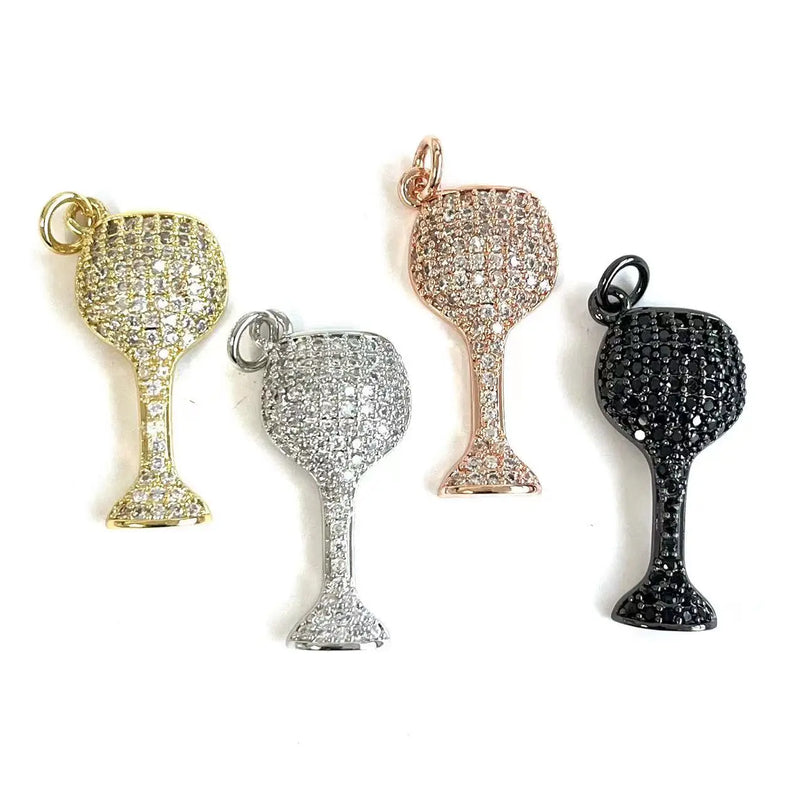 CZ Paved Cup Pendant Bracelet Charms for Jewelry Making