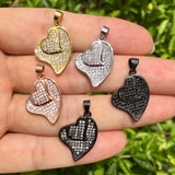 Heart Charms Pendant, Cubic Zirconia Paved, Jewelry Accessories