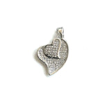 Heart Charms Pendant, Cubic Zirconia Paved, Jewelry Accessories
