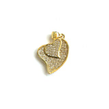 Heart Charms Pendant, Cubic Zirconia Paved, Jewelry Accessories