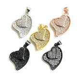 Heart Charms Pendant, Cubic Zirconia Paved, Jewelry Accessories