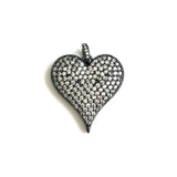 Heart Charm Pendant Cubic Zirconia Plated for Jewelry Bracelets Necklaces