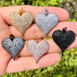 Heart Charm Pendant Cubic Zirconia Plated for Jewelry Bracelets Necklaces