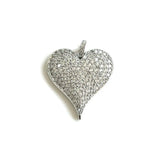 Heart Charm Pendant Cubic Zirconia Plated for Jewelry Bracelets Necklaces