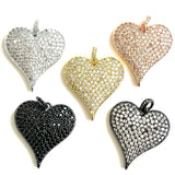 Heart Charm Pendant Cubic Zirconia Plated for Jewelry Bracelets Necklaces