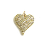 Heart Charm Pendant Cubic Zirconia Plated for Jewelry Bracelets Necklaces