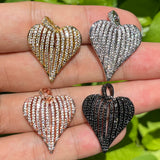 5pcs CZ Heart Charms Pendant For Jewelry Making