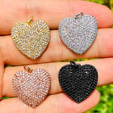 5pcs CZ Paved Heart Charms Plated Pendant for DIY Jewelry