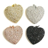 5pcs CZ Paved Heart Charms Plated Pendant for DIY Jewelry