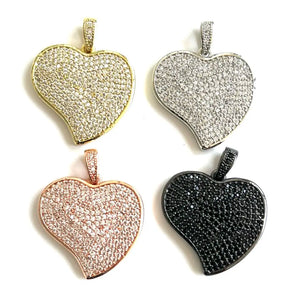 5pcs CZ Heart Charms Plated Pendant Jewelry for Bracelets Necklace