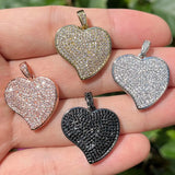 5pcs CZ Heart Charms Plated Pendant Jewelry for Bracelets Necklace